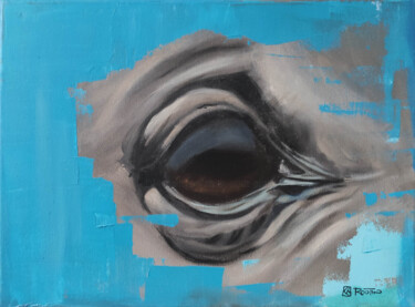 Regard : Bleu Peinture intitulée "Regard : Bleu" par Richard Routin, Œuvre d'art originale, Acrylique Monté sur Châssis en bois