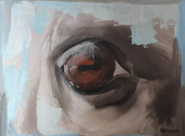 Regard : Gris Bleu Peinture intitulée "Regard : Gris Bleu" par Richard Routin, Œuvre d'art originale, Acrylique