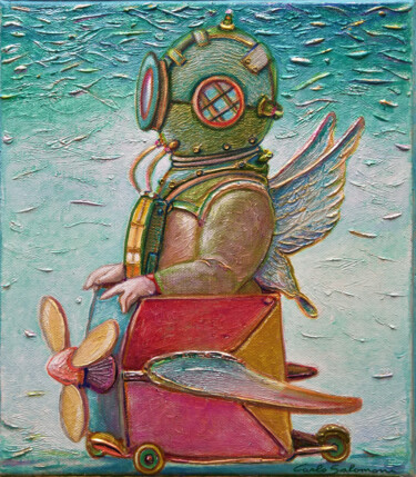 Pittura intitolato "TOWARDS THE DEEP SK…" da Carlo Salomoni, Opera d'arte originale, Acrilico