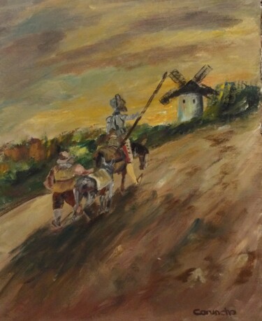 Schilderij getiteld "Don Quijote y Sanch…" door Mónica Caruncho Fontela, Origineel Kunstwerk, Olie