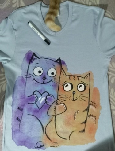 Textile Art με τίτλο "Painting t-shirts.…" από Tatiana Shirova, Αυθεντικά έργα τέχνης, Ακρυλικό