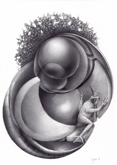 Drawing titled "Going in circles" by Symona Colina, Original Artwork, Graphite