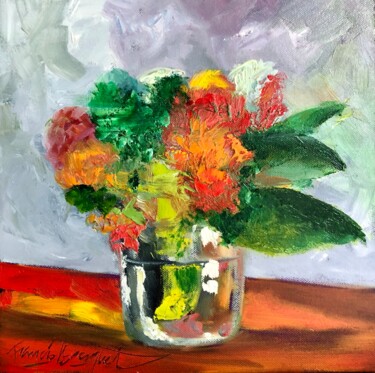 Peinture intitulée "Fleurs et transpare…" par Francis Bocquet, Œuvre d'art originale, Huile