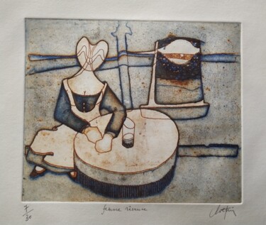 印花与版画 标题为“Femme rêveuse...” 由André Colpin, 原创艺术品, 蚀刻