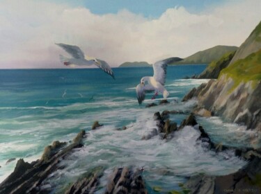 「dingle gulls」というタイトルの絵画 Cathal O Malleyによって, オリジナルのアートワーク, アクリル