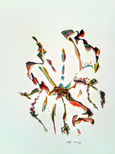 Schilderij getiteld "Flying dragons" door Marianne Huizinga, Origineel Kunstwerk, Gouache