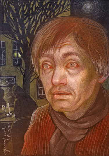 Dessin intitulée "The Absinthe Drinker" par Irene Vlassova, Œuvre d'art originale, Crayon