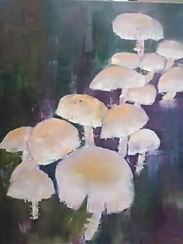 Painting titled "Champignons toxiques" by Françoise Sorrel, Original Artwork, Oil