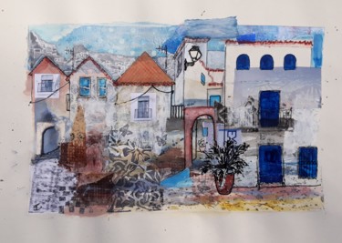 Scenes of Frigiliana, Callejón de la Iglesia. Collages titled "Scenes of Frigilian…" by Jill Carrott, Original Artwork, Ink