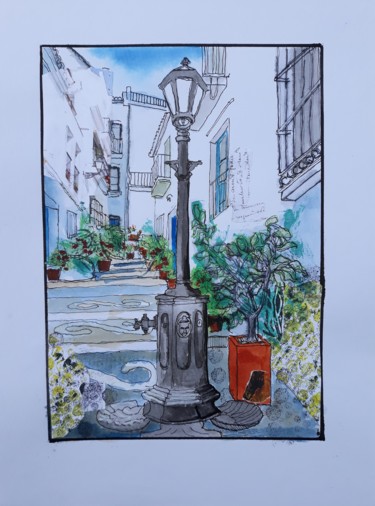 Scenes of Frigiliana, Callejón El Estanco. Collages titled "Scenes of Frigilian…" by Jill Carrott, Original Artwork, Ink