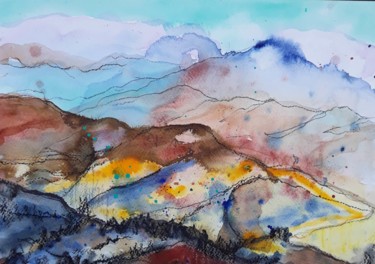 Painting titled "Navachica, Sierra A…" by Jill Carrott, Original Artwork, Ink