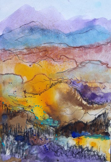 Painting titled "El Lucero, Sierra A…" by Jill Carrott, Original Artwork, Ink