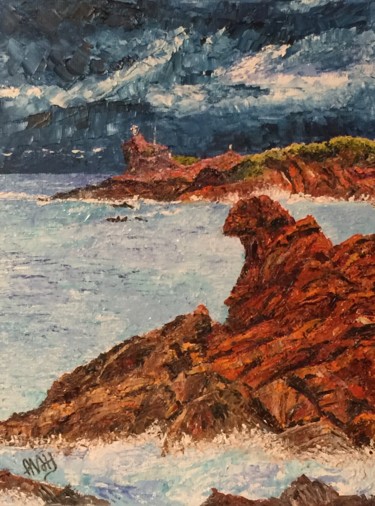 Peinture intitulée "Le lion de mer" par Anne Van Der Haegen, Œuvre d'art originale, Huile Monté sur Châssis en bois