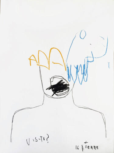 Dessin intitulée "VIS-TU ?" par Luc Pierre, Œuvre d'art originale, Pastel