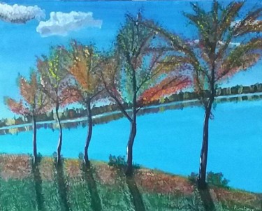 Arbres au bord du lac des Settons en automne