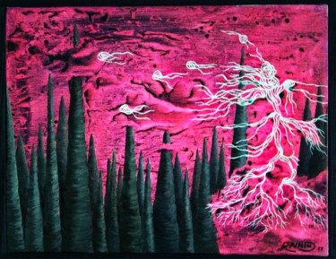 Peinture intitulée "Au loin ^^^" par Raindh, Œuvre d'art originale, Huile