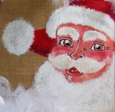 ho ho ho Santa Claus! 제목이 "ho ho ho Santa Clau…"인 섬유 예술 Nora Leynadier로, 원작, 부속품