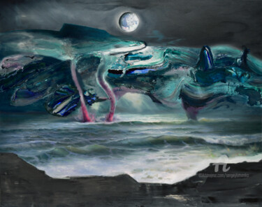 绘画 标题为“Neptune (Original)” 由Sergey Lutsenko, 原创艺术品, 油 安装在木质担架架上