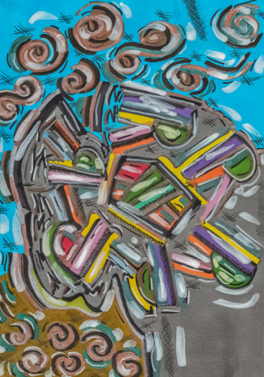 Peinture intitulée "Tout" par Nicolas Bernié, Œuvre d'art originale, Marqueur