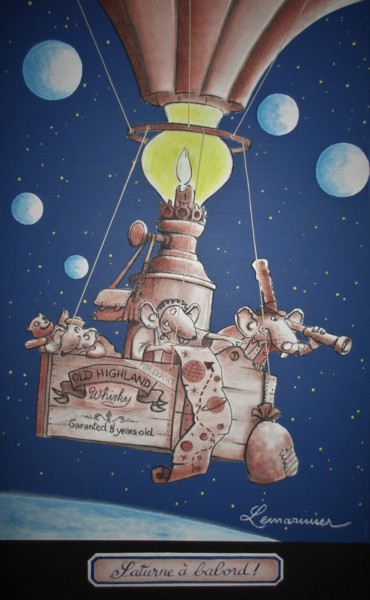 Dessin intitulée "Périple dans le cos…" par Philippe Lemarinier, Œuvre d'art originale, Pastel Monté sur Panneau de bois