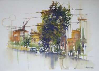 Pittura intitolato ""Il Sole A Novembre…" da Valerio Scarapazzi, Opera d'arte originale, Acquarello