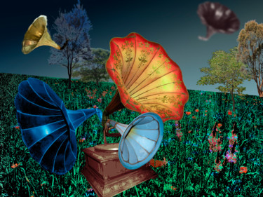 Floraison musicale Arts numériques intitulée "Floraison musicale" par Bernard Amiot, Œuvre d'art originale, Photo montage