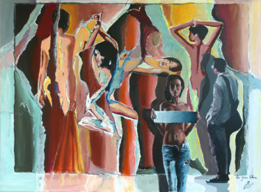 Pintura titulada "Le jean bleu" por Hugues Elbe, Obra de arte original, Acrílico Montado en Bastidor de camilla de madera