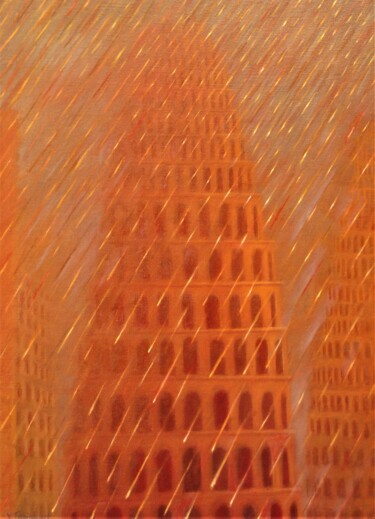 Peinture intitulée "Pluie sur Babel" par Xavier Froissart, Œuvre d'art originale, Huile