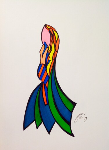 Drawing titled "DEMOISELLE" by Moreau Franck Didier, Original Artwork, Gel pen