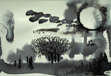 Peinture intitulée "Dialogue - encres m…" par Clau Redier-Clément, Œuvre d'art originale, Encre