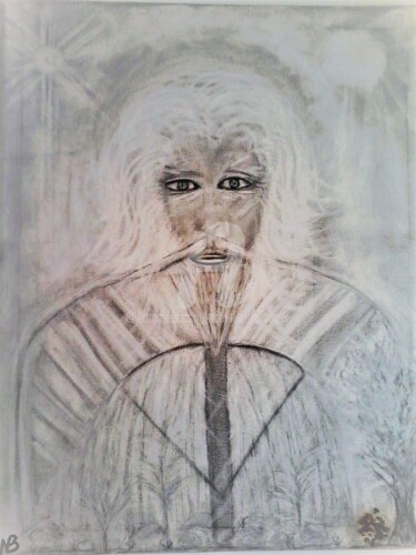 Dessin intitulée "ABRAHAM." par Nathalie Bellanger, Œuvre d'art originale, Conté