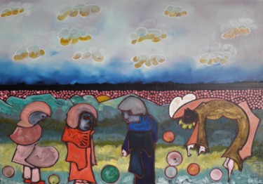 Painting titled "Kevin" by Marc Bulyss, Original Artwork, Oil Mounted on Wood Stretcher frame