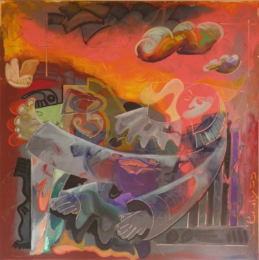Painting titled "Pompeî" by Marc Bulyss, Original Artwork, Oil Mounted on Wood Stretcher frame