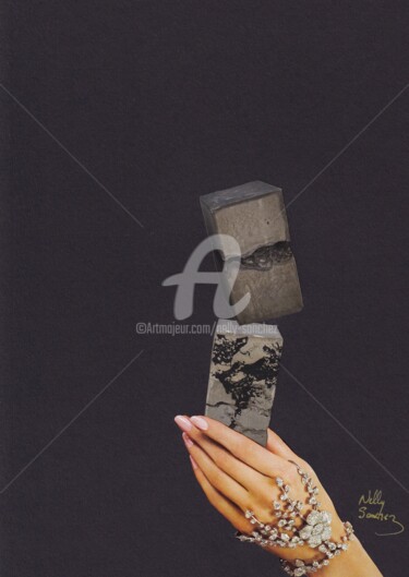 Collages intitulée "La Bâtisseuse" par Nelly Sanchez, Œuvre d'art originale, Collages