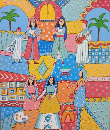 Le henné 50x60 acrylique Peinture intitulée "Le henné 50x60 acry…" par L'Atelier De Sana, Œuvre d'art originale, Acrylique