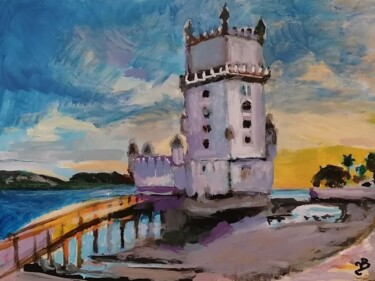 Peinture intitulée "A Lisbonne" par Valérie Blum (Valery), Œuvre d'art originale, Acrylique Monté sur Autre panneau rigide
