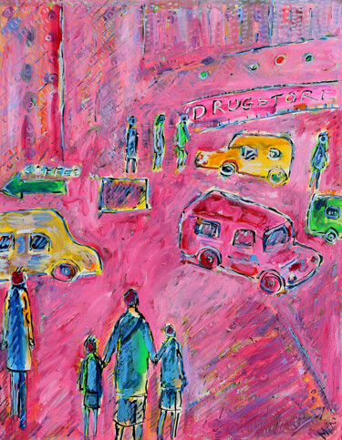 绘画 标题为“PARIS DRUGSTORE” 由Jean Mirre, 原创艺术品, 油