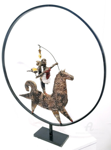 제목이 "Cavalière de la paix"인 조형물 Elisabeth Brainos로, 원작, 청동