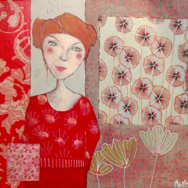 绘画 标题为“La robe rouge” 由Christelle Mévellec (Mé-Mo), 原创艺术品, 丙烯 安装在木质担架架上