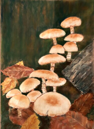 Tekening getiteld "Une poussée de cham…" door Philippe Allier, Origineel Kunstwerk, Pastel