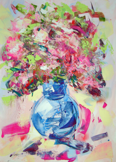 Painting titled "Forget me nots" by Andrejs Bovtovičs, Original Artwork, Acrylic Mounted on Wood Stretcher frame