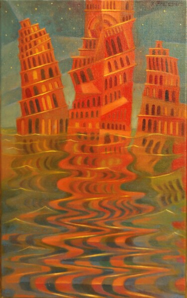 Peinture intitulée "La montée des eaux" par Xavier Froissart, Œuvre d'art originale, Huile