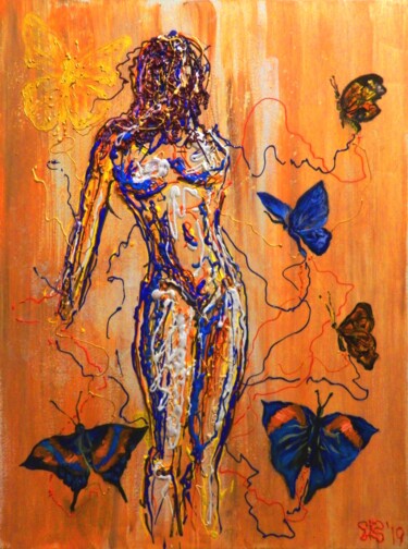 Dentelle des papillons Peinture intitulée "Dentelle des papil…" par Michael Jiliak, Œuvre d'art originale, Acrylique
