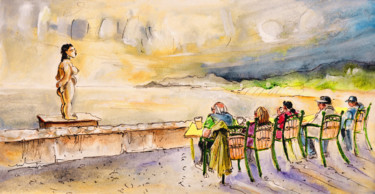 Relaxing In Cala Ratjada Painting titled "Relaxing In Cala Ra…" by Miki De Goodaboom, Original Artwork, Watercolor