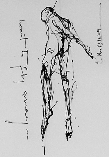 图画 标题为“I want to fly away.” 由Stephan Rodriguez Warnemünde, 原创艺术品, 墨