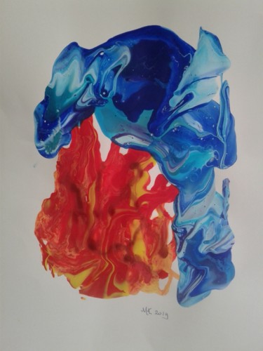 Schilderij getiteld "Bleeding Delphin" door Marianne Huizinga, Origineel Kunstwerk, Gouache