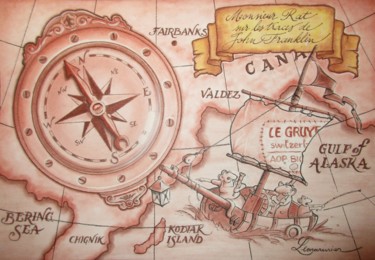 Dessin intitulée "Sur les traces de J…" par Philippe Lemarinier, Œuvre d'art originale, Pastel Monté sur Panneau de bois