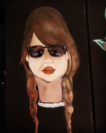 Painting titled "Portrait of girl in…" by Dan Flanagan, Original Artwork, Acrylic