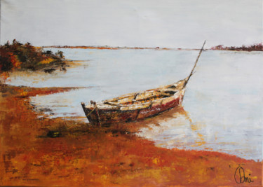 Painting titled "BARQUE MALIENNE #ar…" by Dominique Creuzet, Original Artwork, Oil