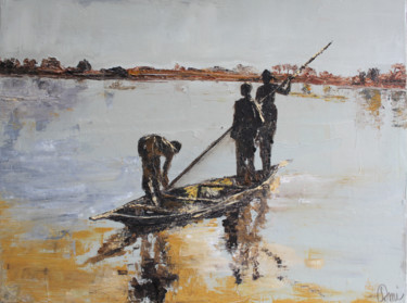 Painting titled "MALIENS SUR LE NIGE…" by Dominique Creuzet, Original Artwork, Oil